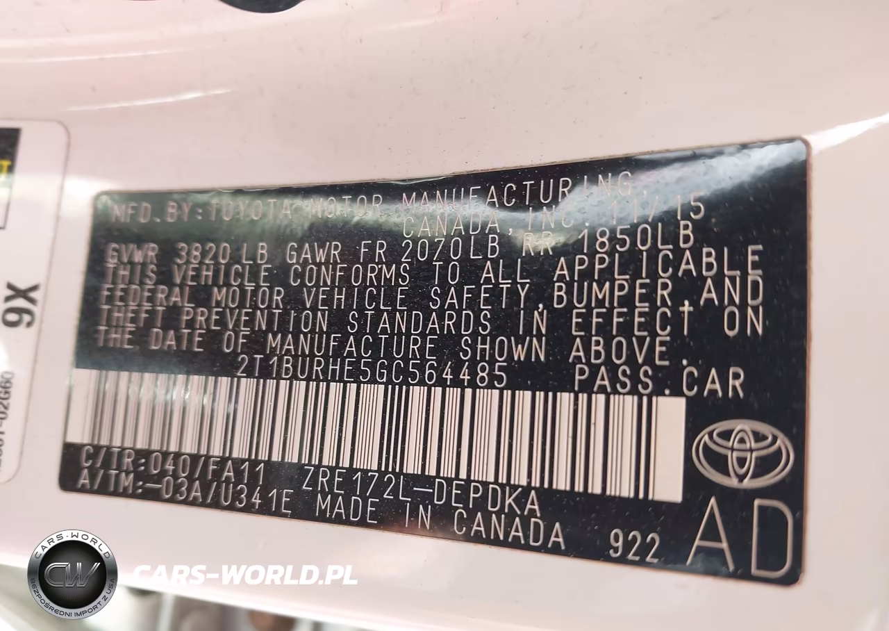 2016 Toyota Corolla L VIN:2T1BURHE5GC564485 - 9