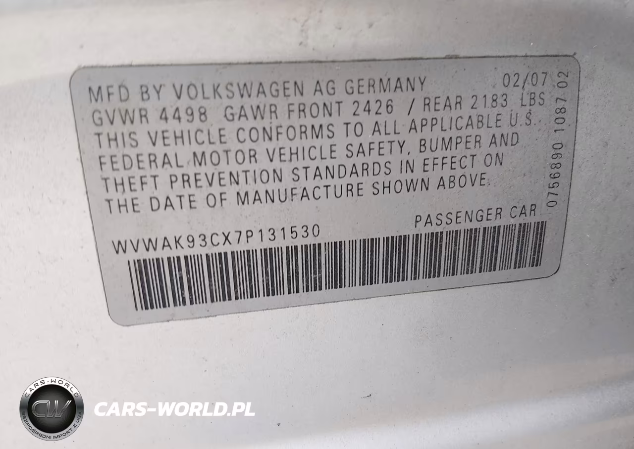 2007 Volkswagen Passat 2.0T-Wolfsburg Edition VIN:WVWAK93CX7P131530 - 9