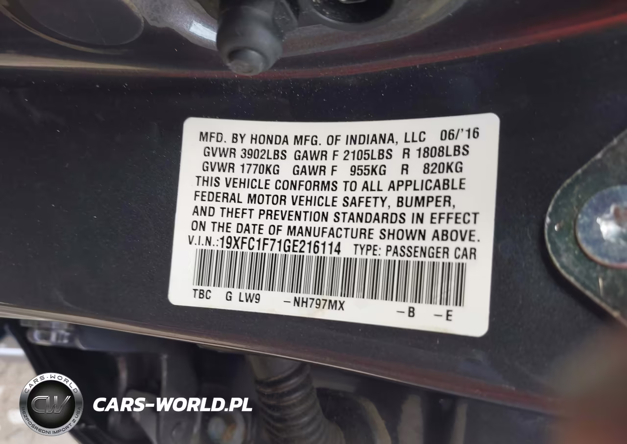 2016 Honda Civic Ex-L VIN:19XFC1F71GE216114 - 9