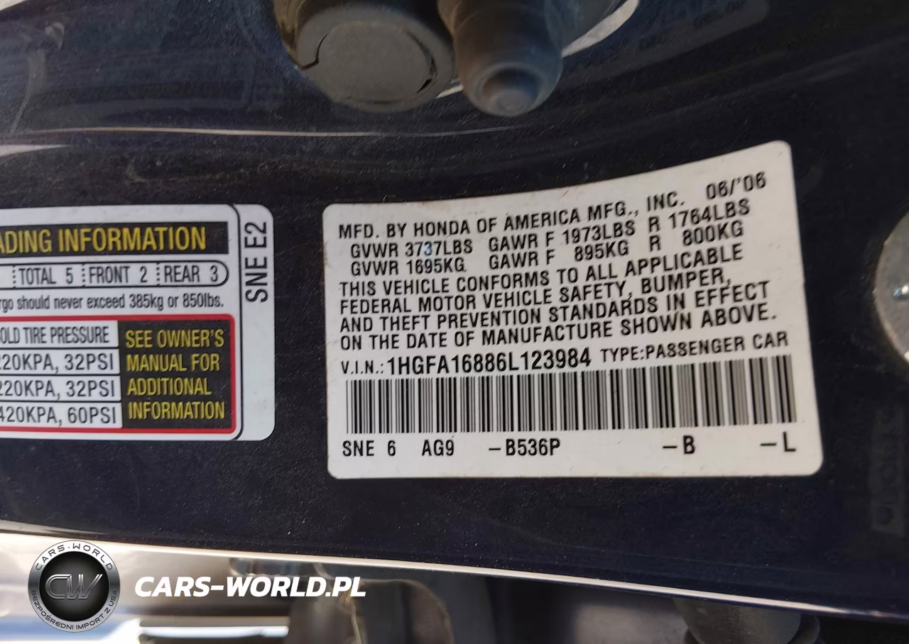 2006 Honda Civic Ex VIN:1HGFA16886L123984 - 9