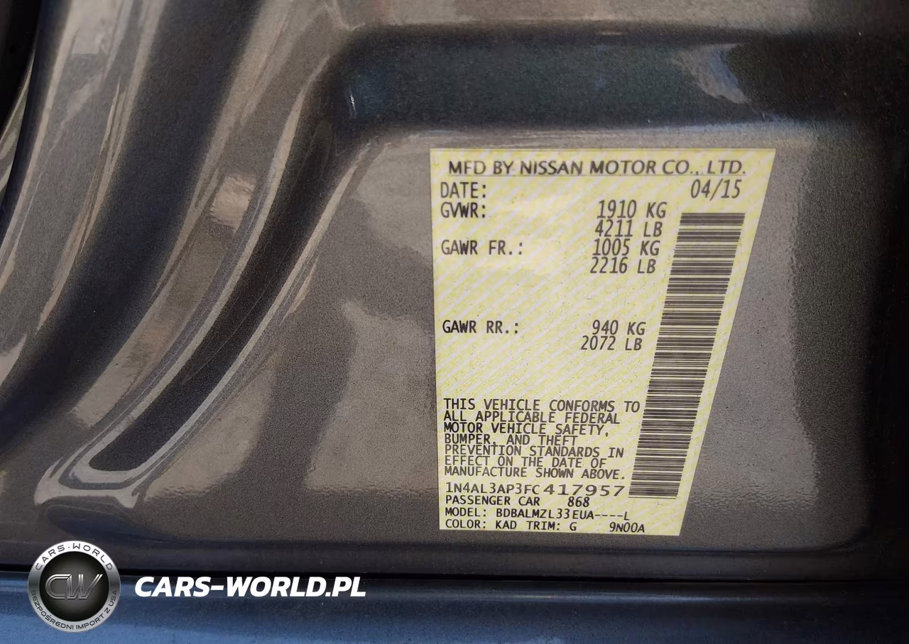 2015 Nissan Altima 2.5 Sv VIN:1N4AL3AP3FC417957 - 9