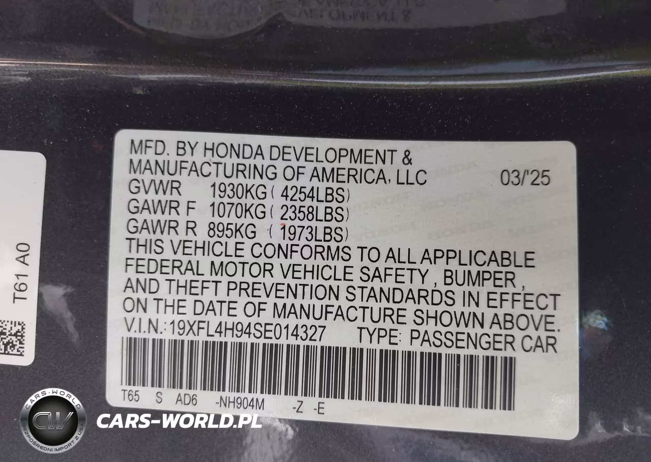 2025 Honda Civic Hybrid Sport Touring VIN:19XFL4H94SE014327 - 9
