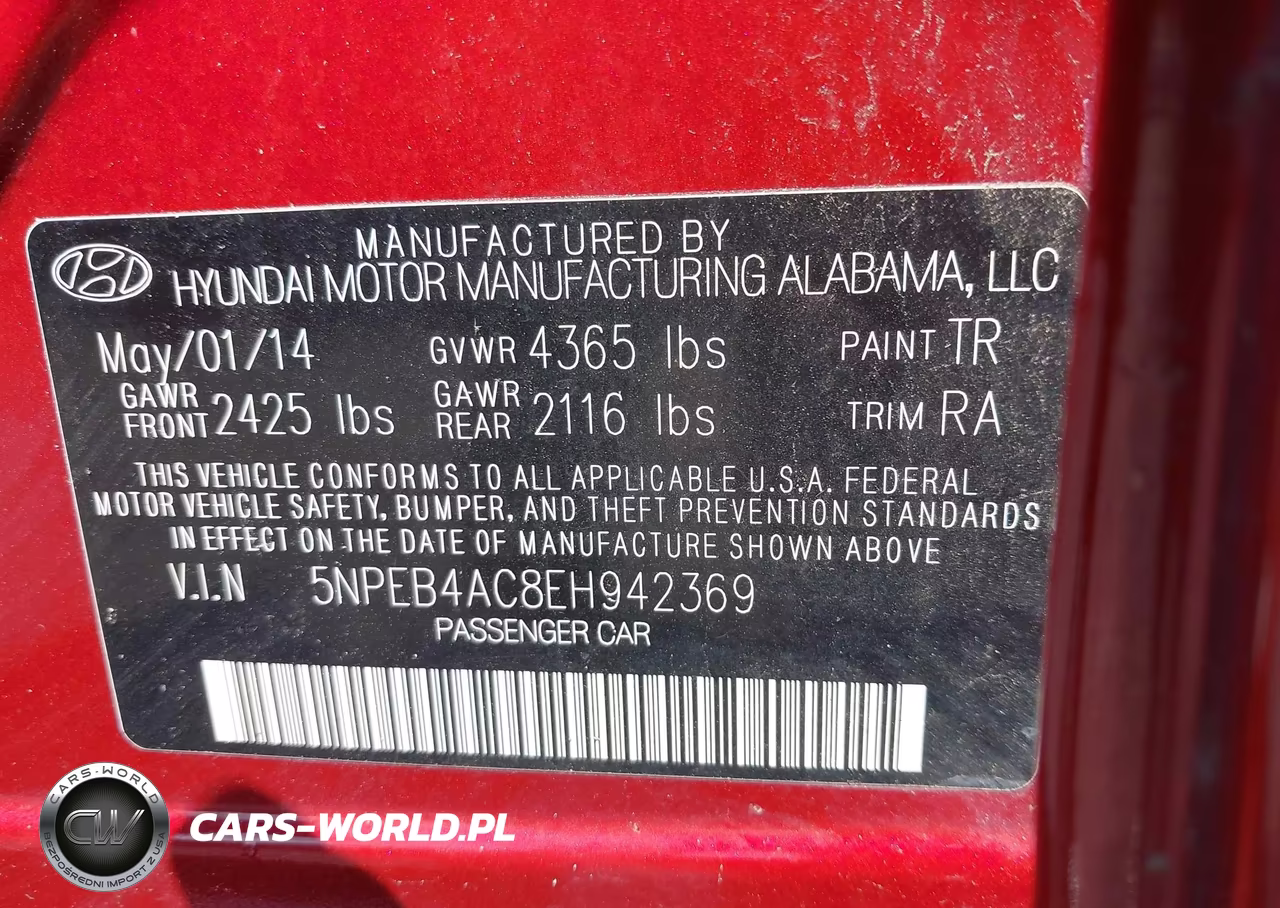 2014 Hyundai Sonata Gls VIN:5NPEB4AC8EH942369 - 9