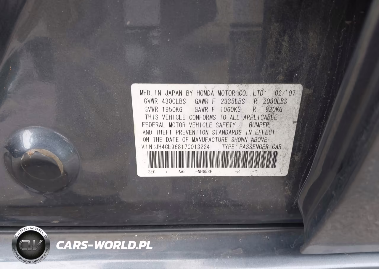 2007 Acura Tsx VIN:JH4CL96817C013224 - 9
