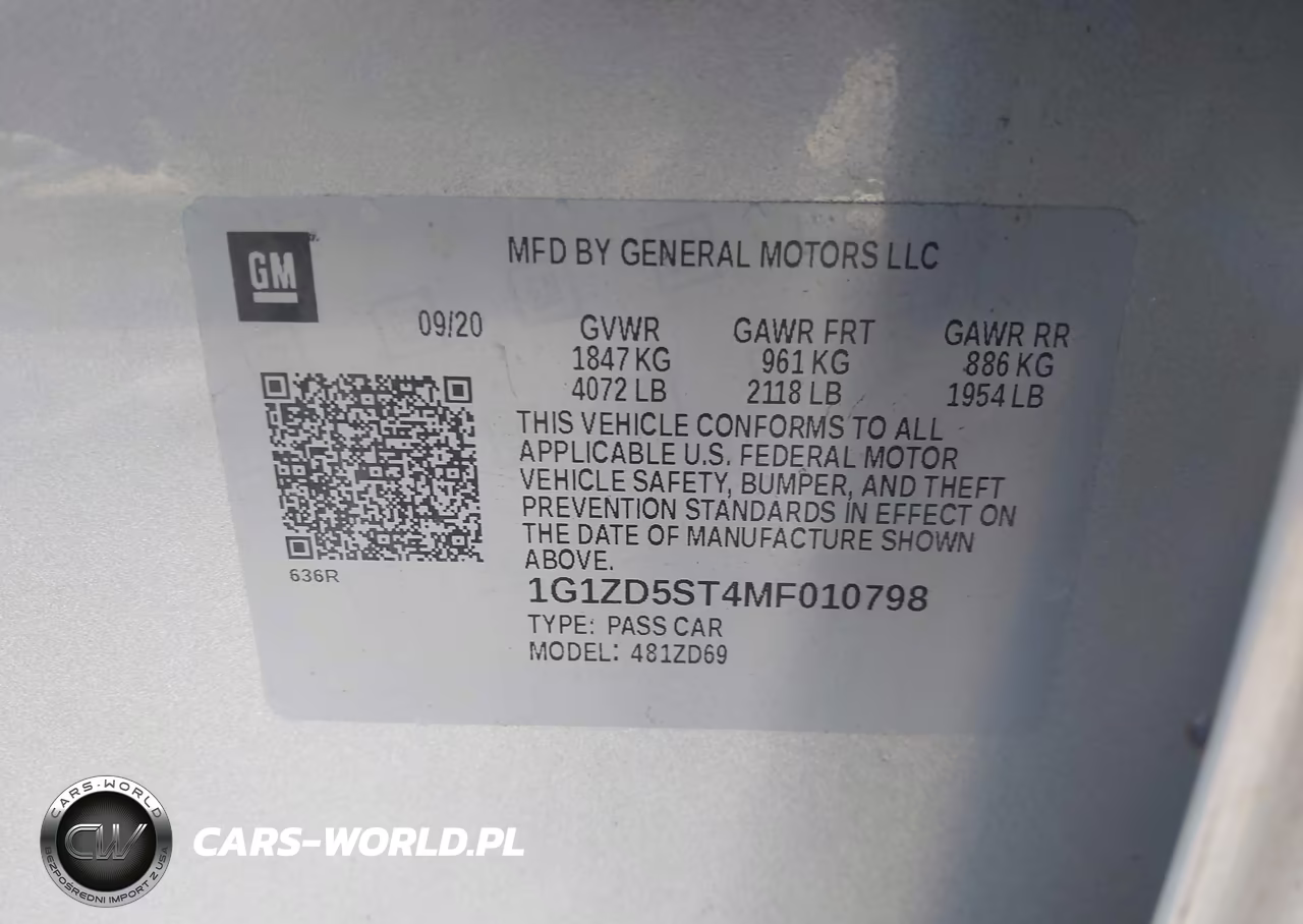 2021 Chevrolet Malibu Fwd Lt VIN:1G1ZD5ST4MF010798 - 9