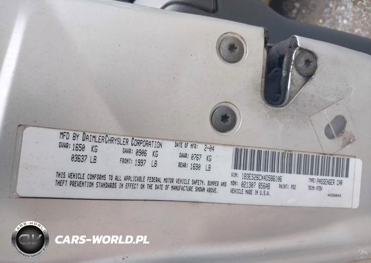 2004 Dodge Neon Se VIN:1B3ES26CX4D586106 - 9