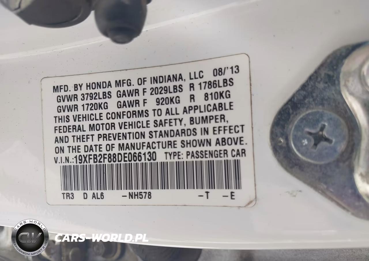 2013 Honda Civic Ex VIN:19XFB2F88DE066130 - 9