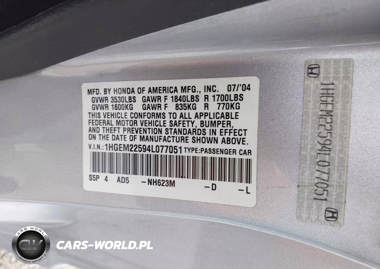 2004 Honda Civic Lx VIN:1HGEM22594L077051 - 9