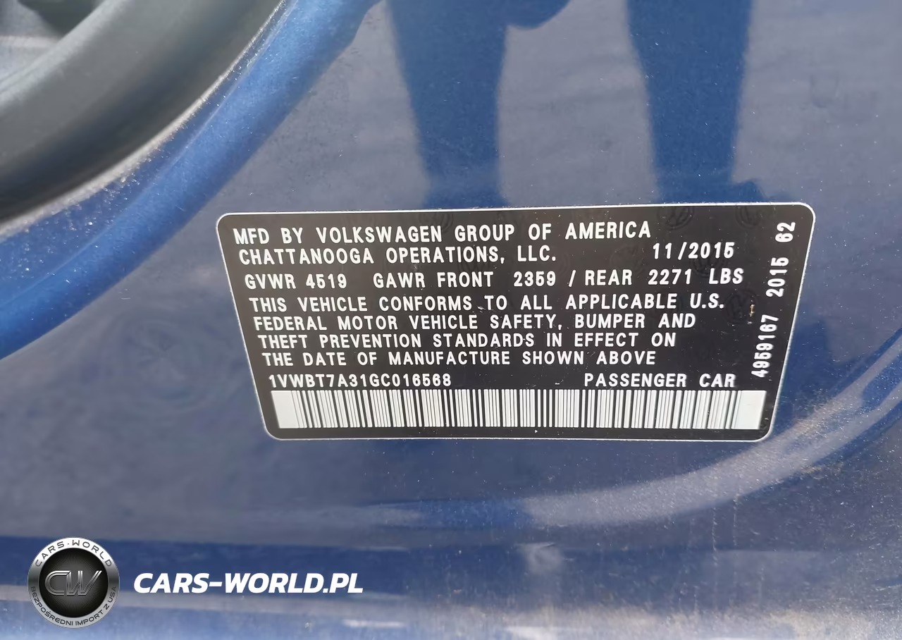2016 Volkswagen Passat 1.8T Se VIN:1VWBT7A31GC016568 - 9