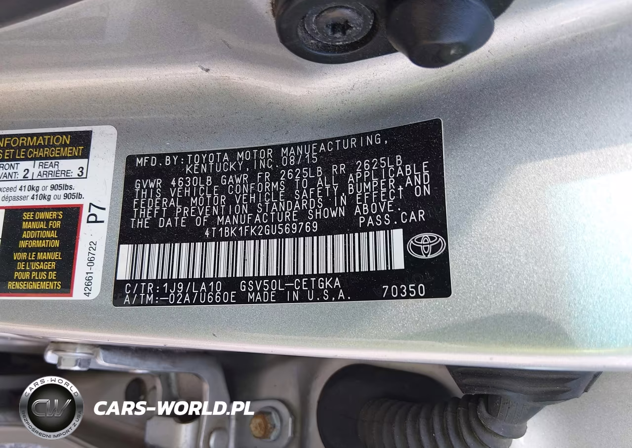 2016 Toyota Camry Xle V6 VIN:4T1BK1FK2GU569769 - 9
