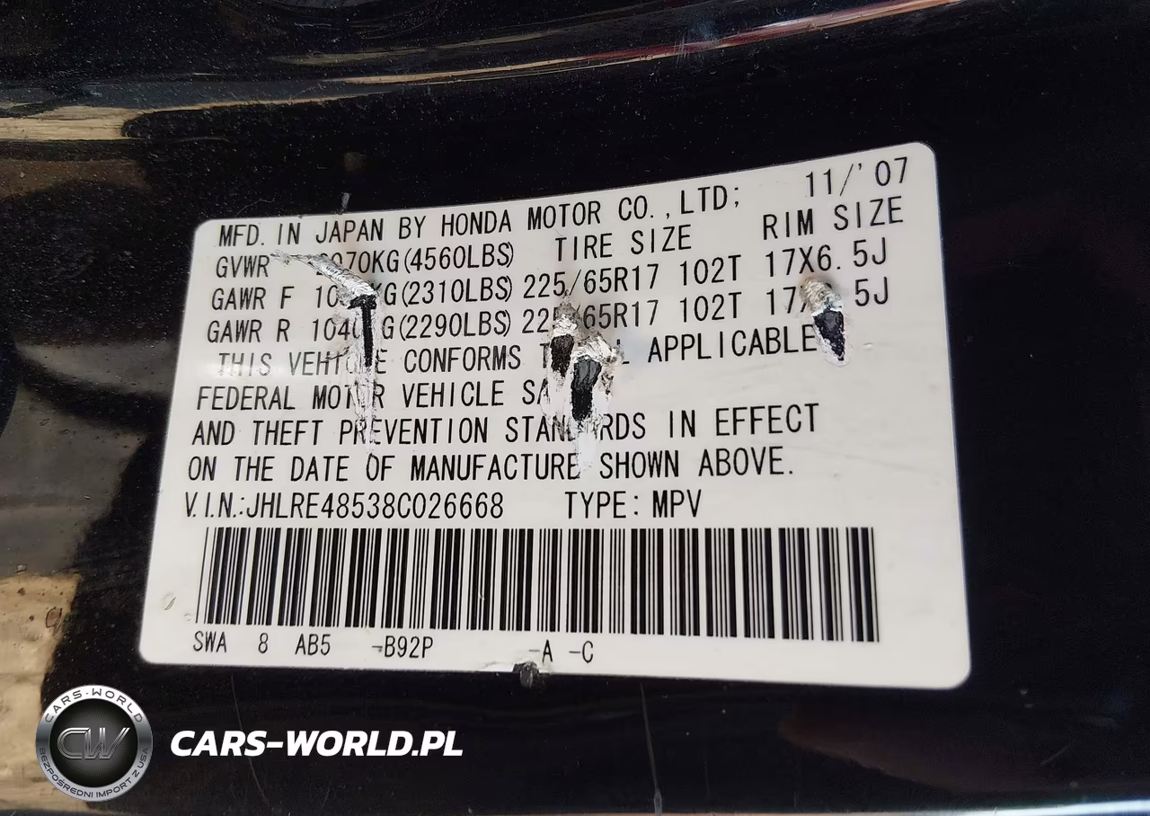 2008 Honda Cr-V Ex VIN:JHLRE48538C026668 - 9