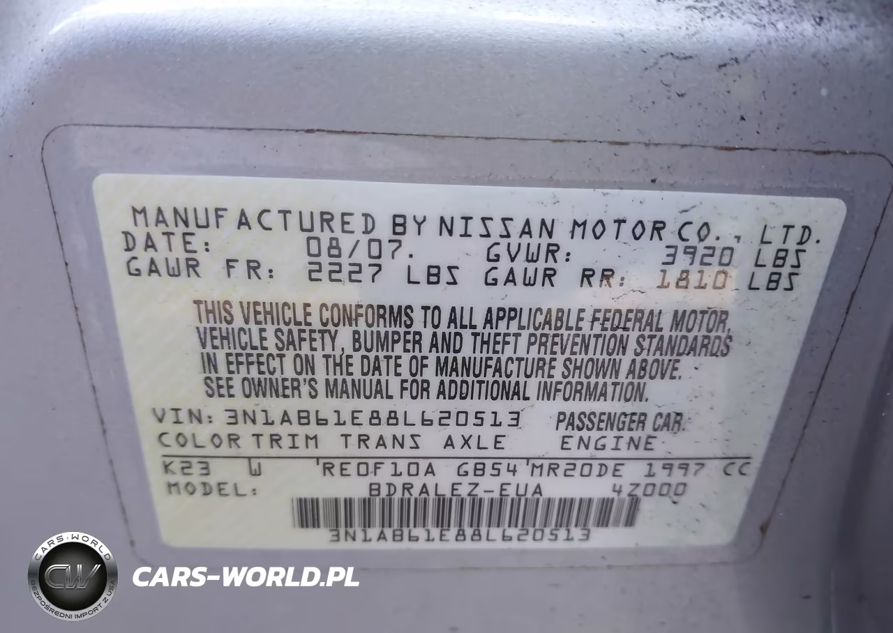 2008 Nissan Sentra 2.0S VIN:3N1AB61E88L620513 - 9