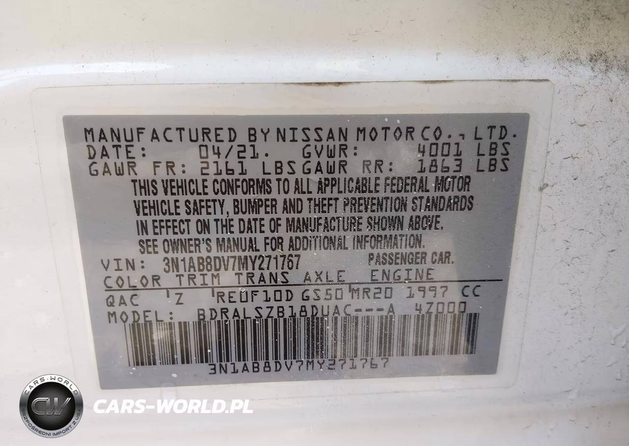 NISSAN SENTRA VIN:3N1AB8DV7MY271767 - 9