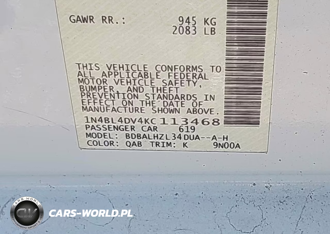 2019 Nissan Altima 2.5 Sv VIN:1N4BL4DV4KC113468 - 9