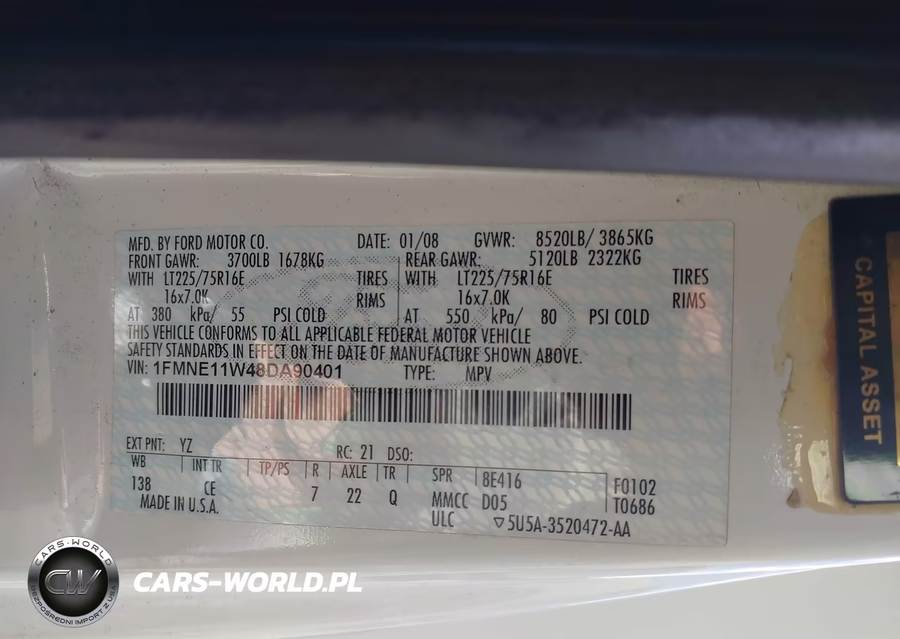 2008 Ford E-150 Xl VIN:1FMNE11W48DA90401 - 9