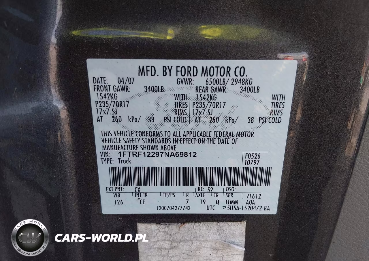 2007 Ford F-150 Stx-Xl-Xlt VIN:1FTRF12297NA69812 - 9