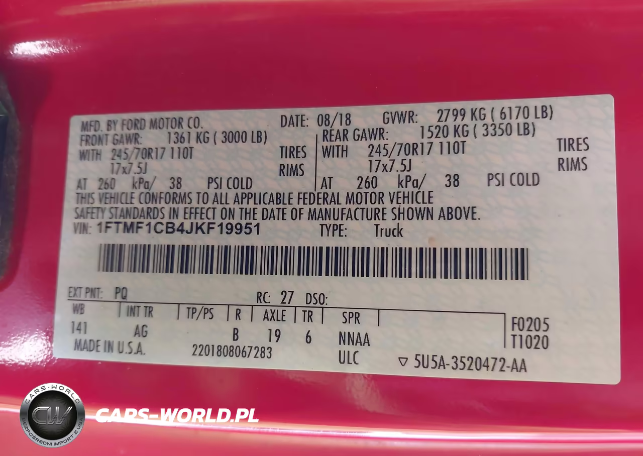2018 Ford F-150 Xl VIN:1FTMF1CB4JKF19951 - 9