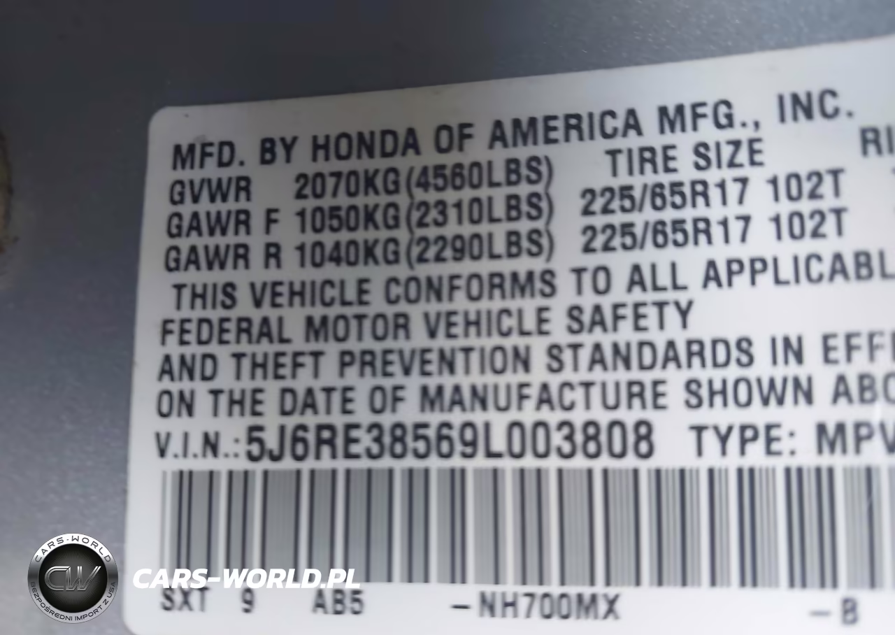 2009 Honda Cr-V Ex VIN:5J6RE38569L003808 - 9
