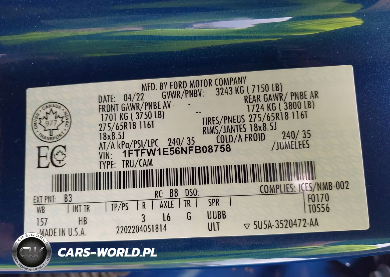 2022 Ford F-150 Lariat VIN:1FTFW1E56NFB08758 - 9