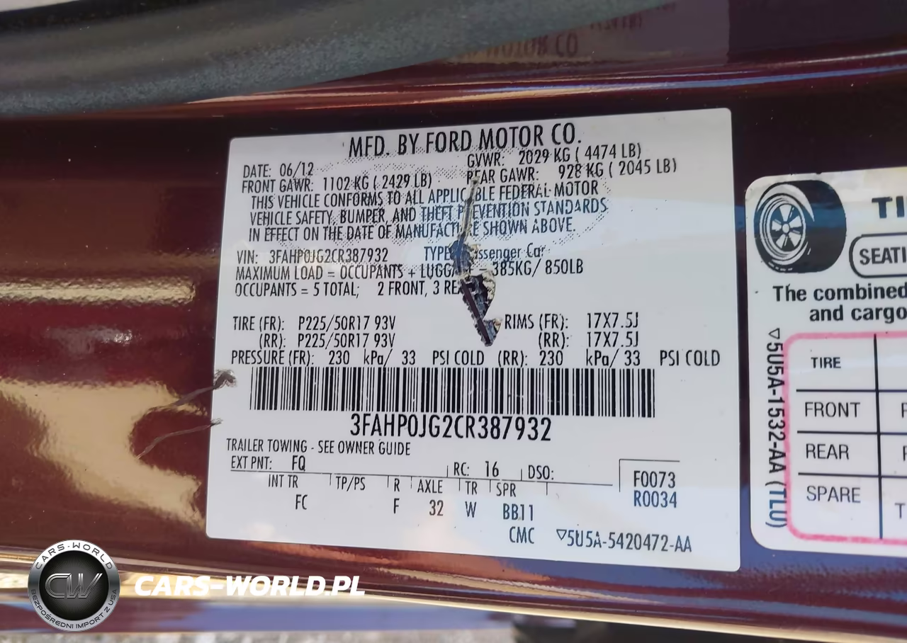 2012 Ford Fusion Sel VIN:3FAHP0JG2CR387932 - 9