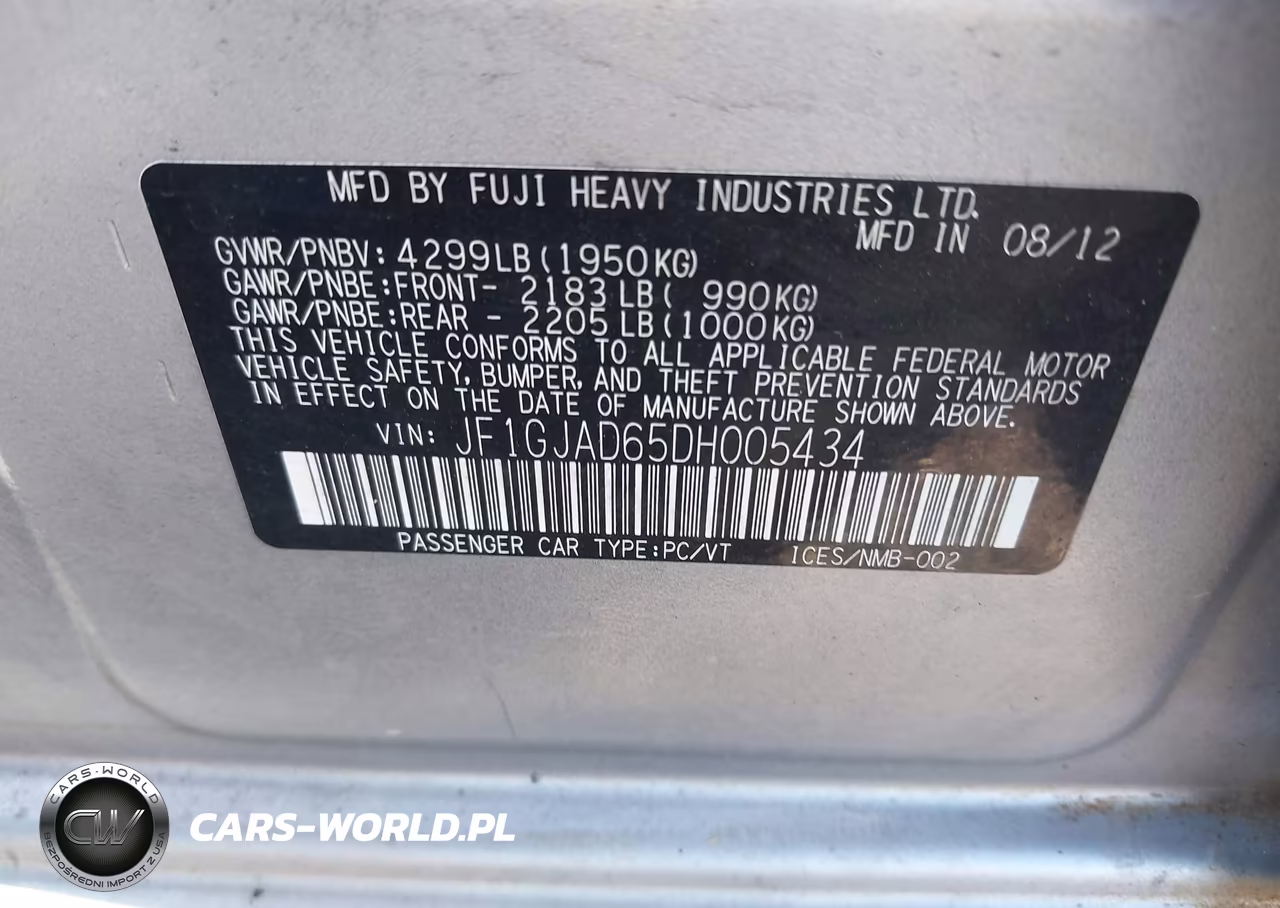 2013 Subaru Impreza 2.0I Premium VIN:JF1GJAD65DH005434 - 9