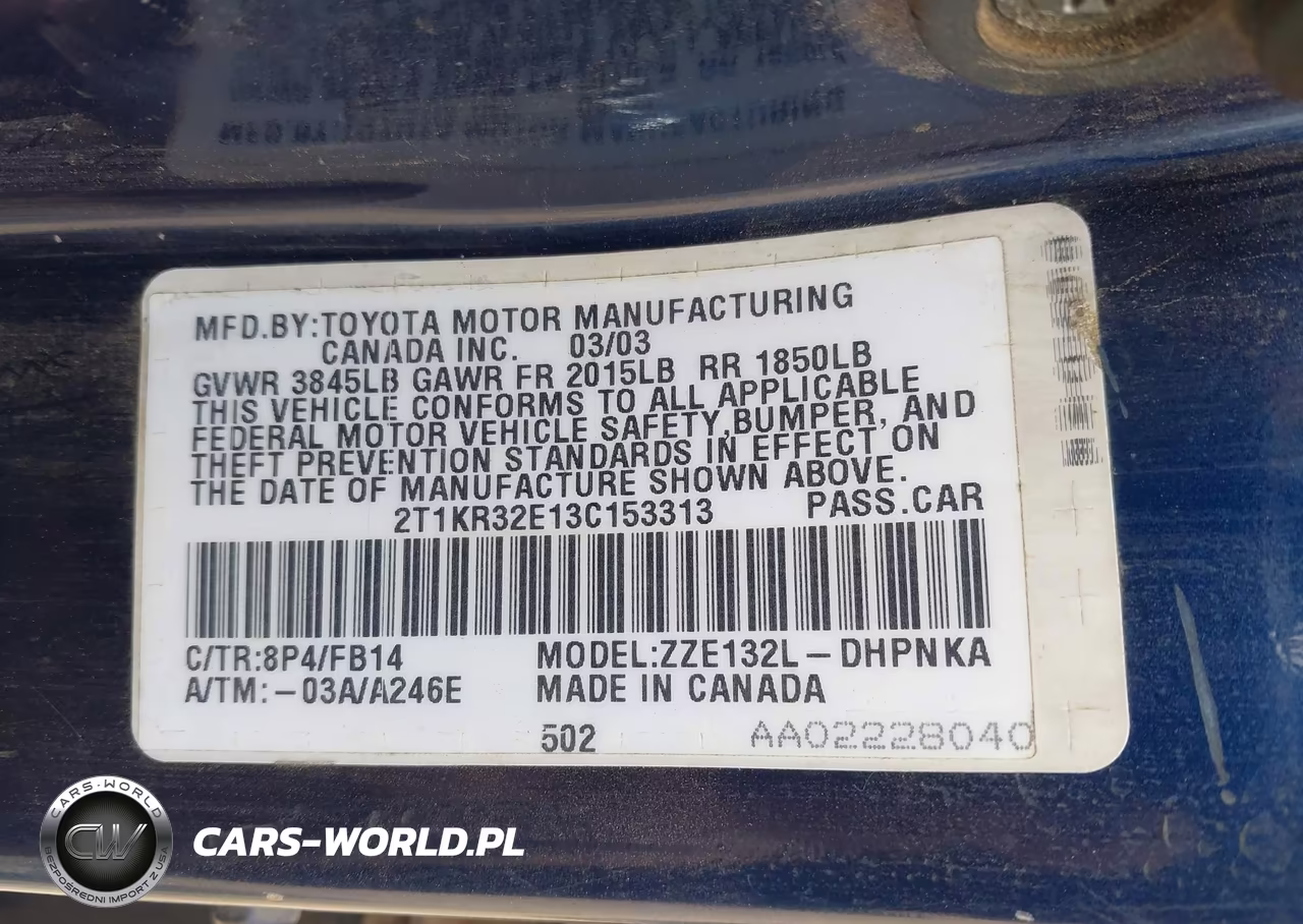 2003 Toyota Matrix Xr VIN:2T1KR32E13C153313 - 9