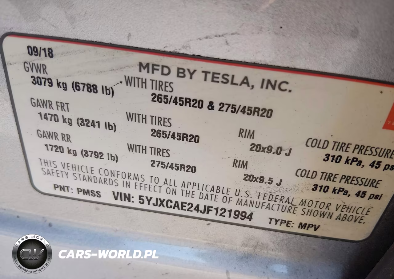 2018 Tesla Model X 100D-75D-P100D VIN:5YJXCAE24JF121994 - 9