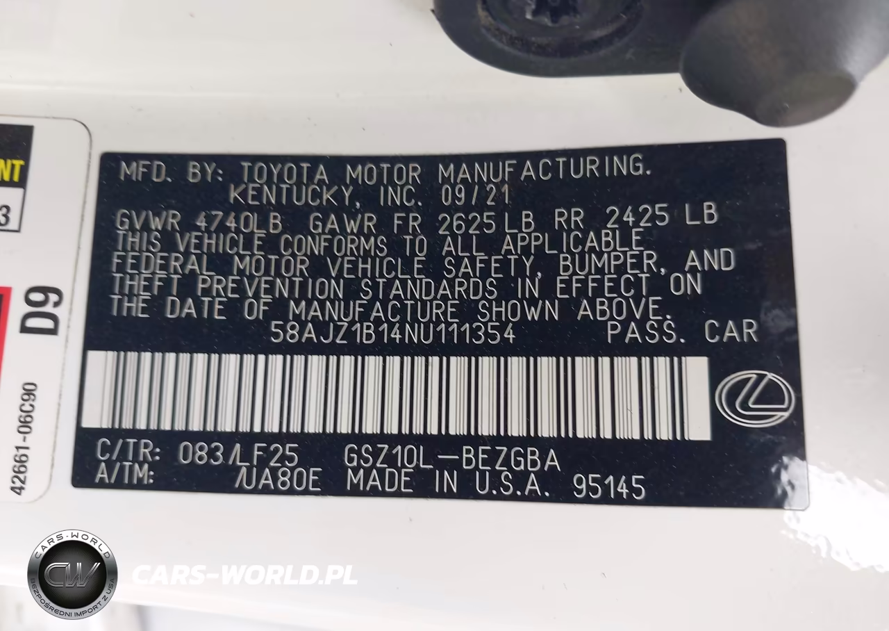 2022 Lexus Es 350 F Sport VIN:58AJZ1B14NU111354 - 9