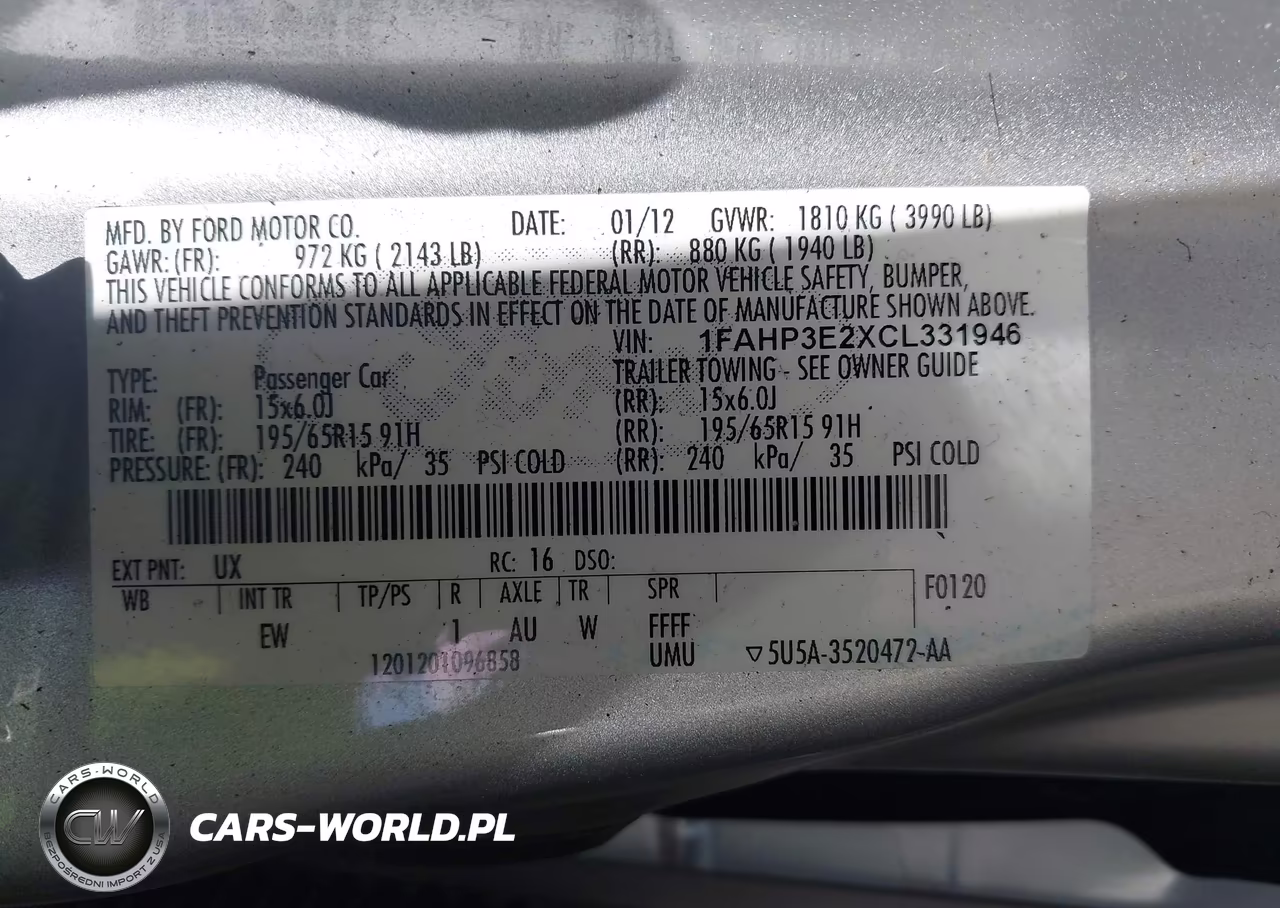 2012 Ford Focus S VIN:1FAHP3E2XCL331946 - 9