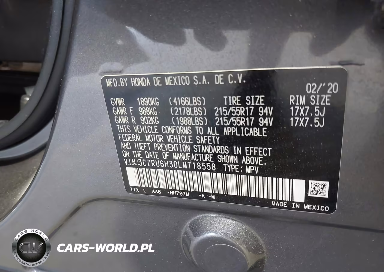 2020 Honda Hr-V Awd Lx VIN:3CZRU6H30LM718558 - 9
