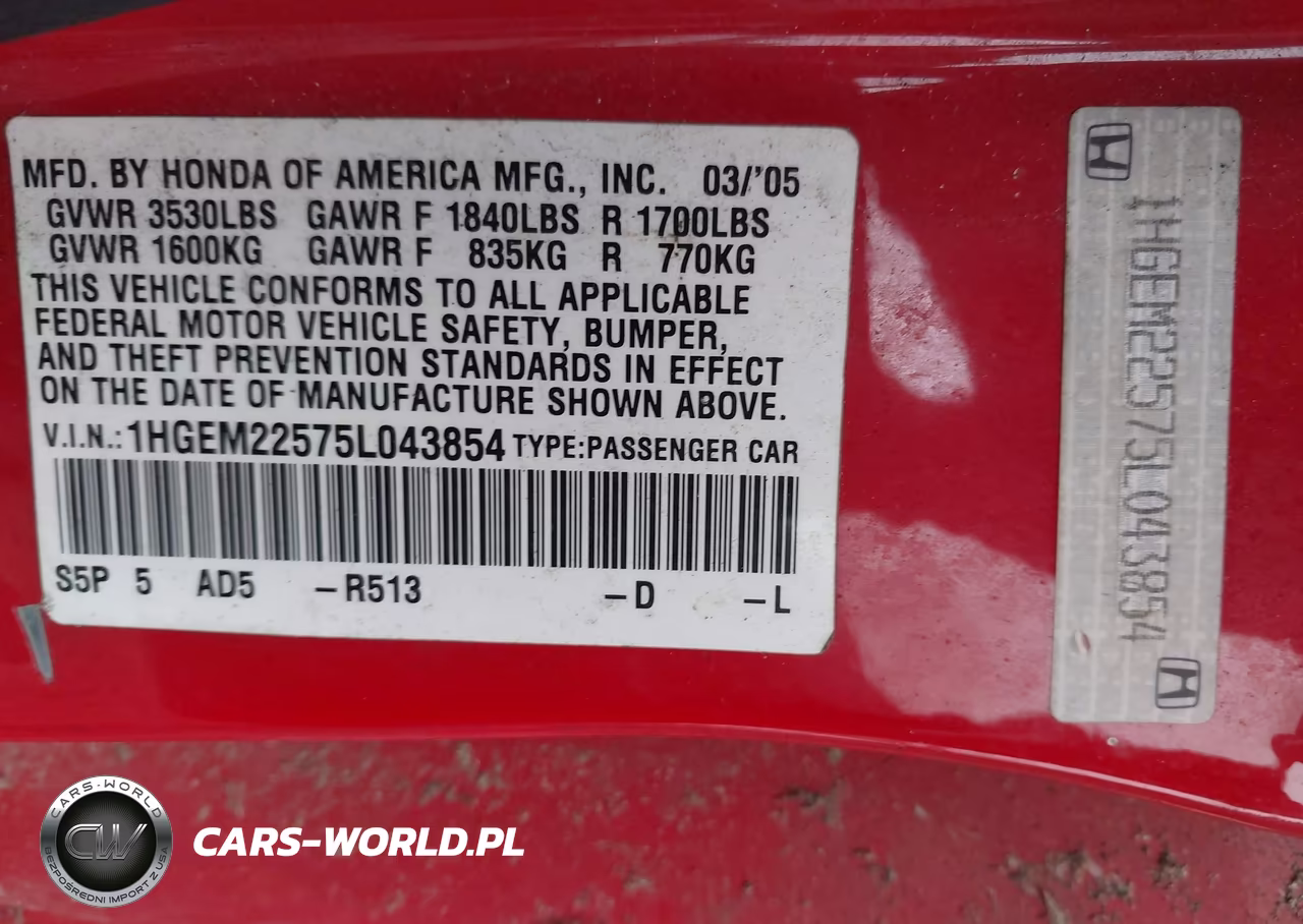 2005 Honda Civic Lx VIN:1HGEM22575L043854 - 9