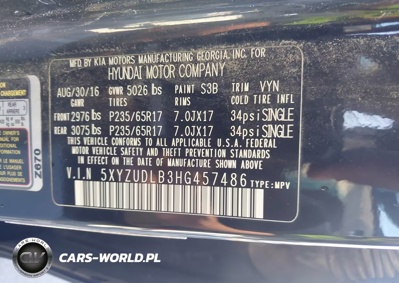 2017 Hyundai Santa Fe Sport 2.4L VIN:5XYZUDLB3HG457486 - 9