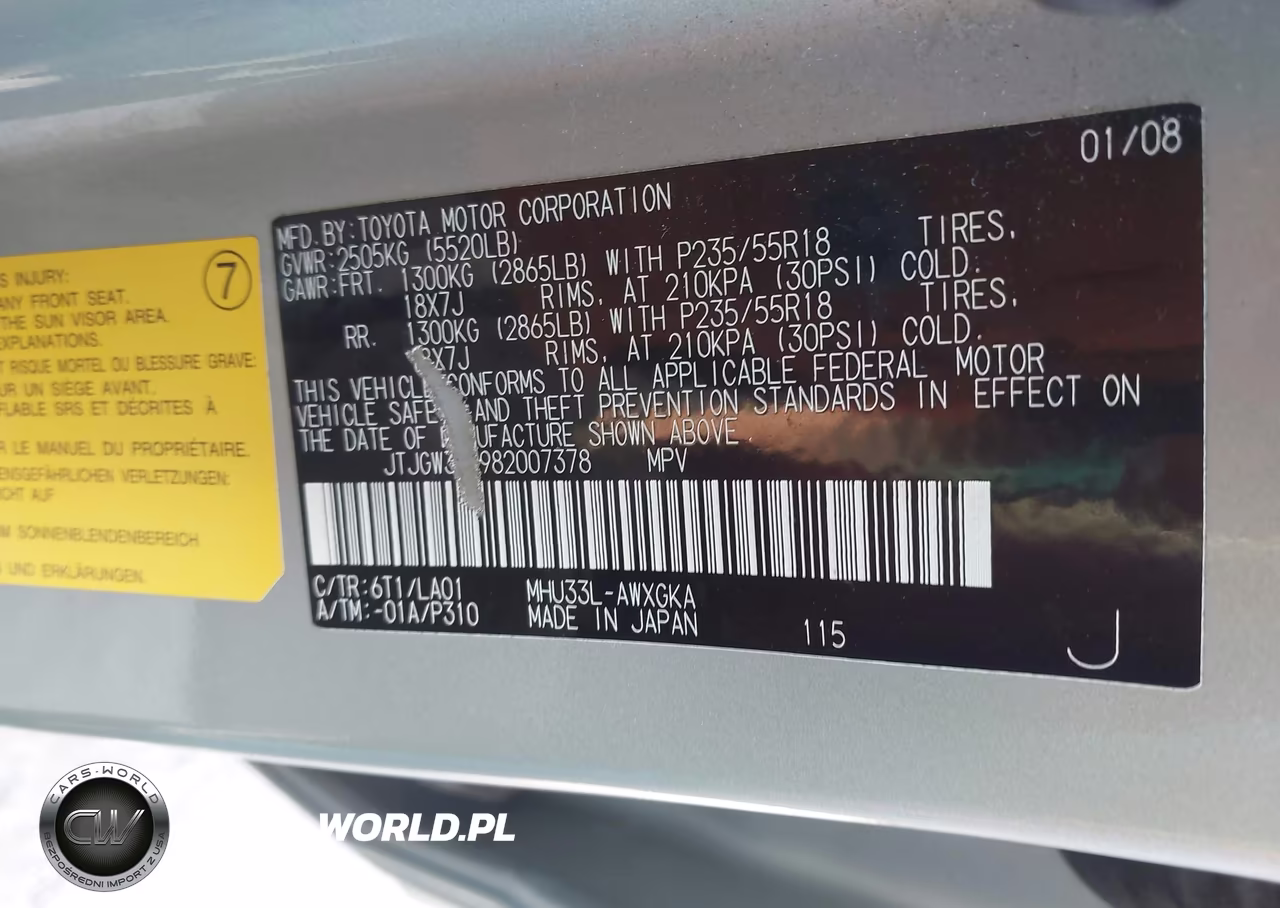 2008 Lexus Rx 400H VIN:JTJGW31U982007378 - 9