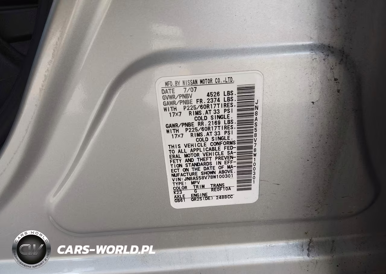 2008 Nissan Rogue Sl VIN:JN8AS58V78W100301 - 9