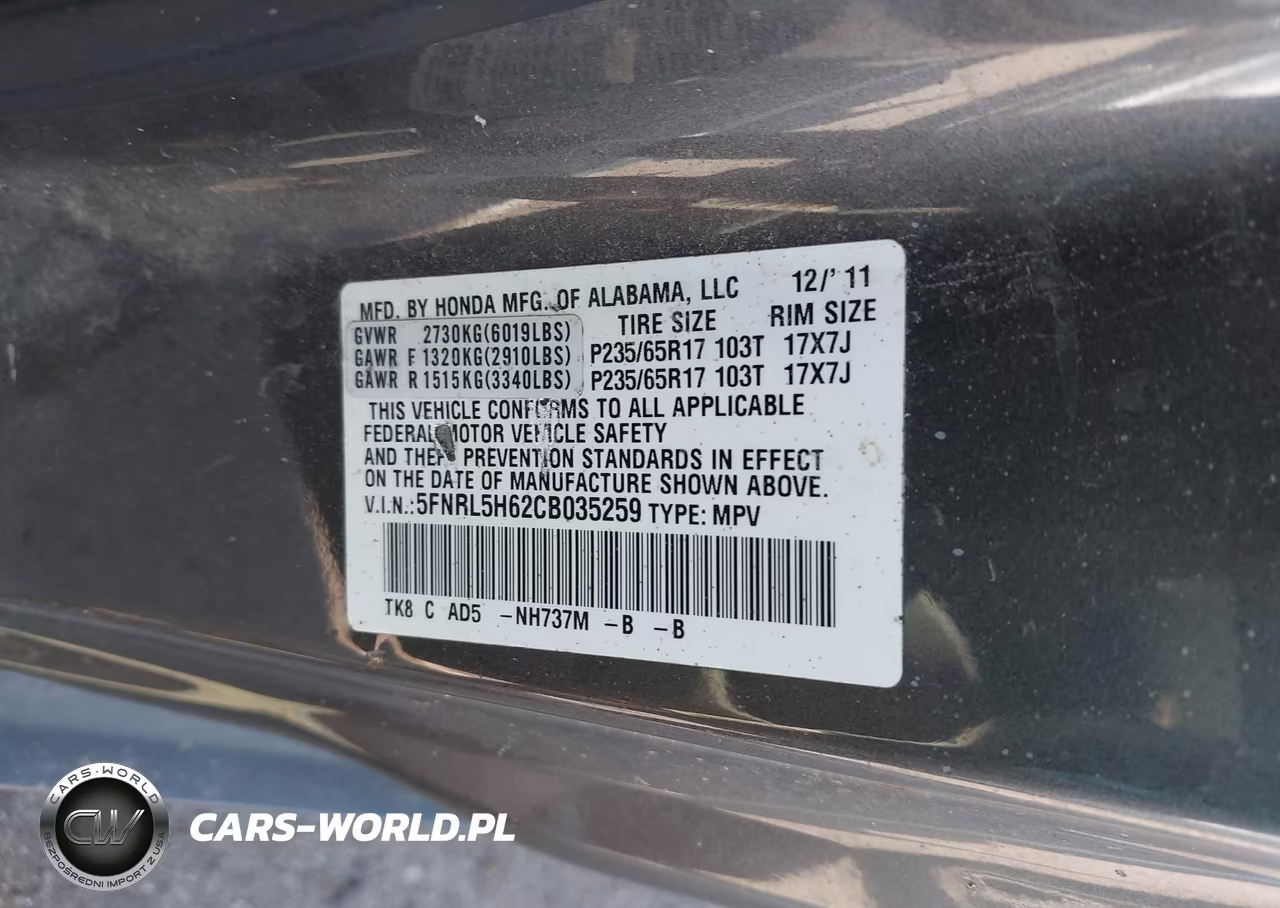 2012 Honda Odyssey Ex-L VIN:5FNRL5H62CB035259 - 9