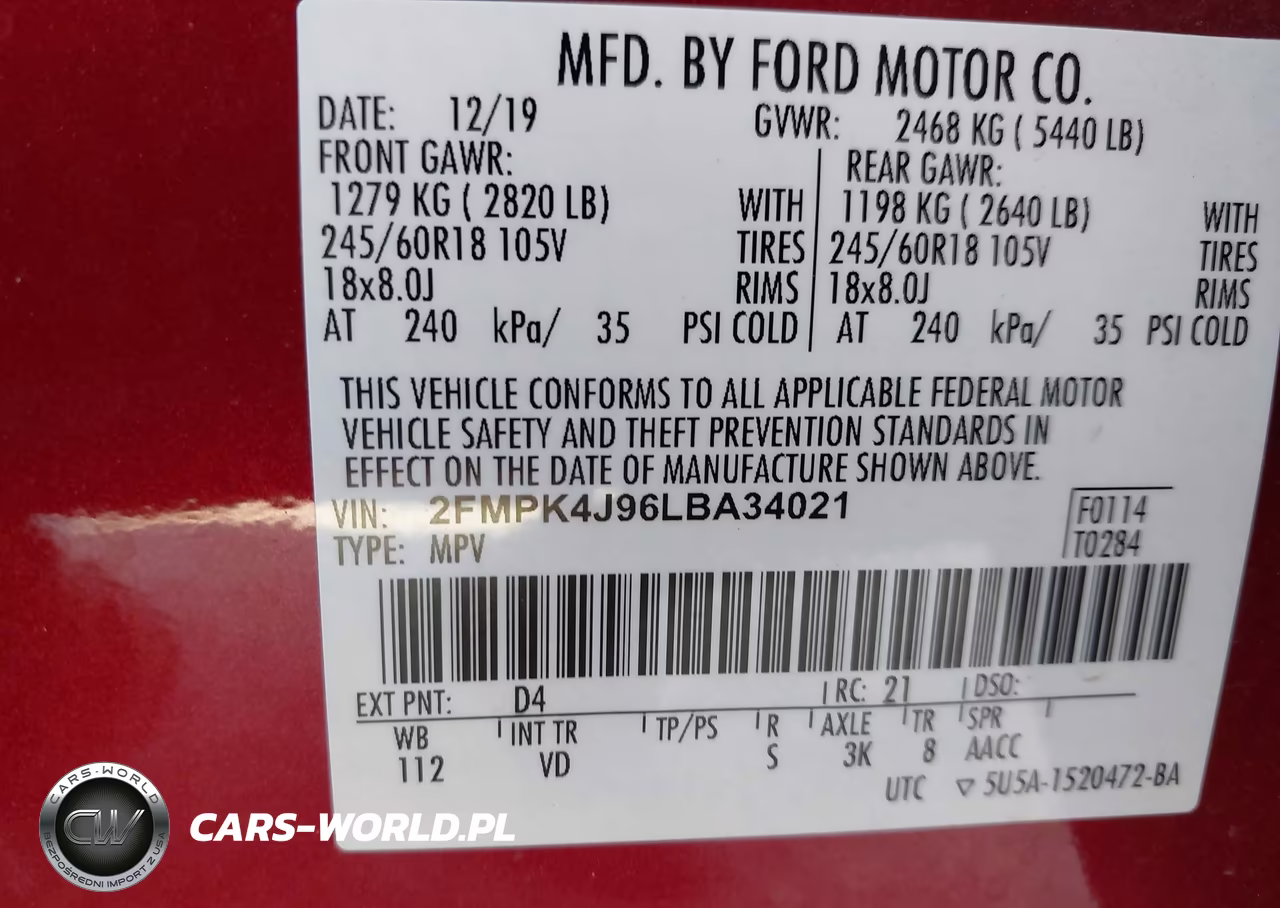 2020 Ford Edge Sel VIN:2FMPK4J96LBA34021 - 9