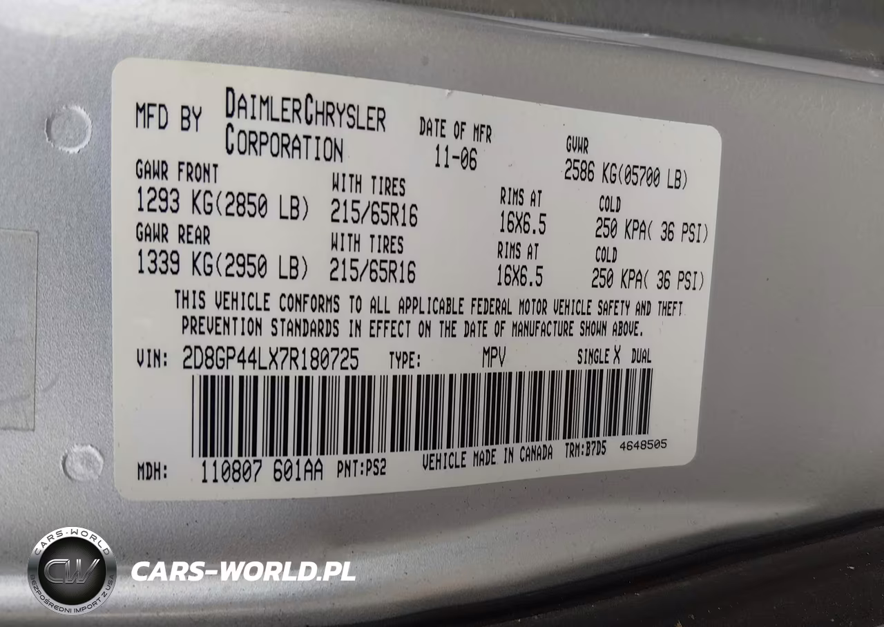 2007 Dodge Grand Caravan Sxt VIN:2D8GP44LX7R180725 - 9