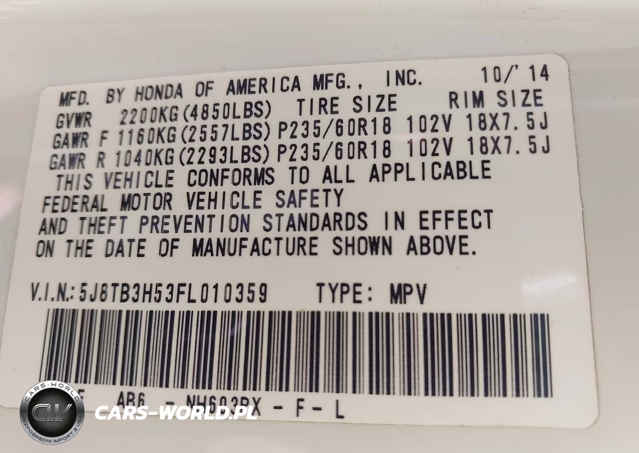 2015 Acura Rdx VIN:5J8TB3H53FL010359 - 9