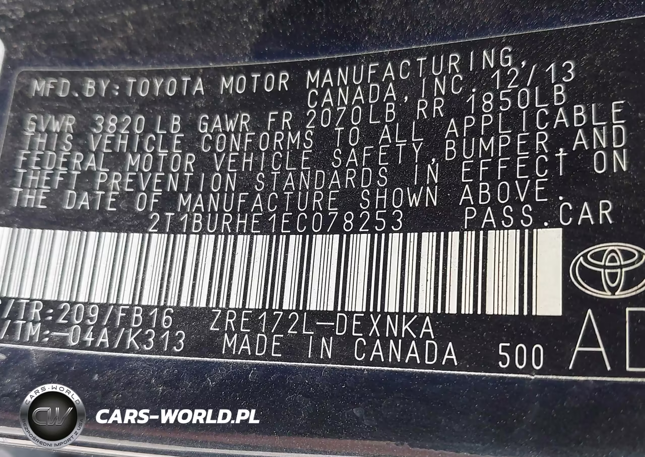 2014 Toyota Corolla Le Plus VIN:2T1BURHE1EC078253 - 9