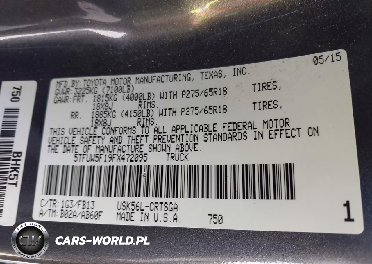 2015 Toyota Tundra Sr5 5.7L V8 VIN:5TFUW5F19FX472095 - 9
