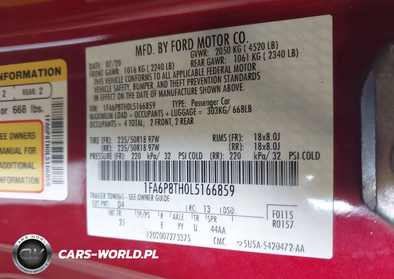 2020 Ford Mustang Ecoboost Fastback VIN:1FA6P8TH0L5166859 - 9