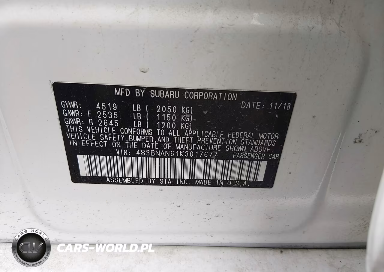 2019 Subaru Legacy 2.5I Limited VIN:4S3BNAN61K3017677 - 9