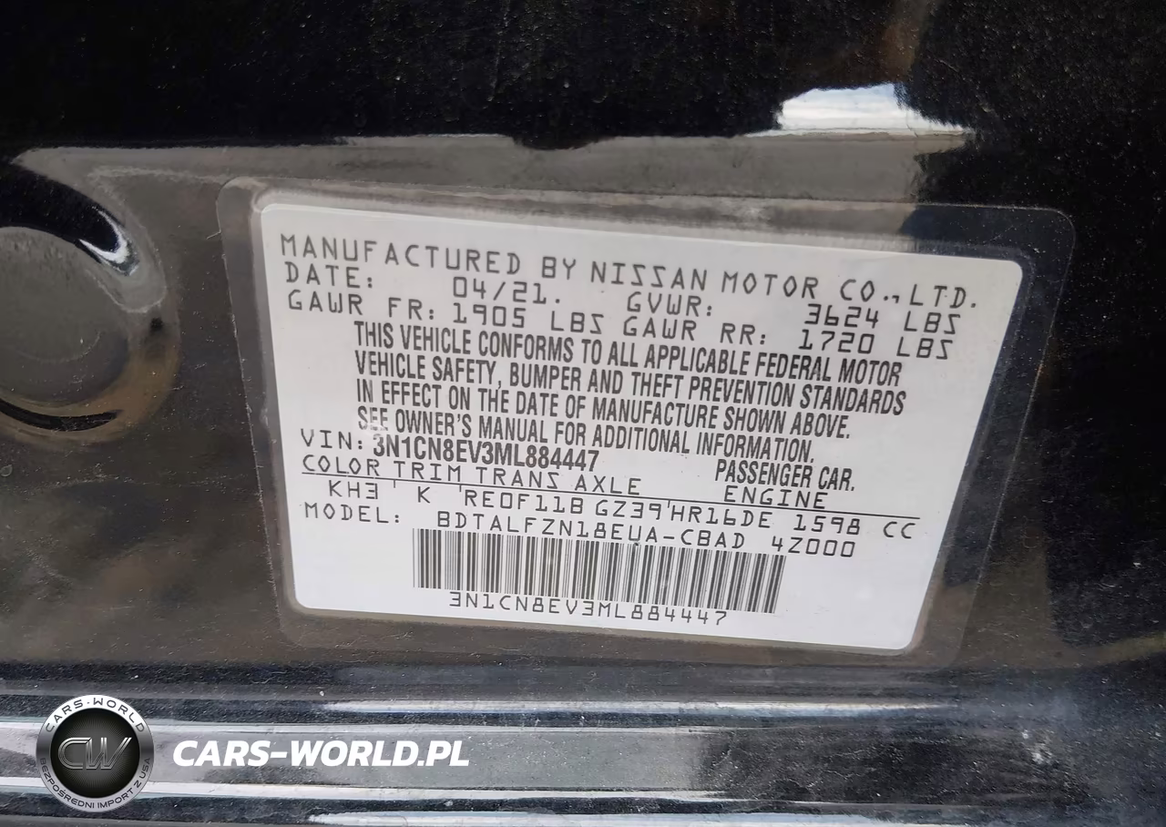 2021 Nissan Versa Sv Xtronic Cvt VIN:3N1CN8EV3ML884447 - 9
