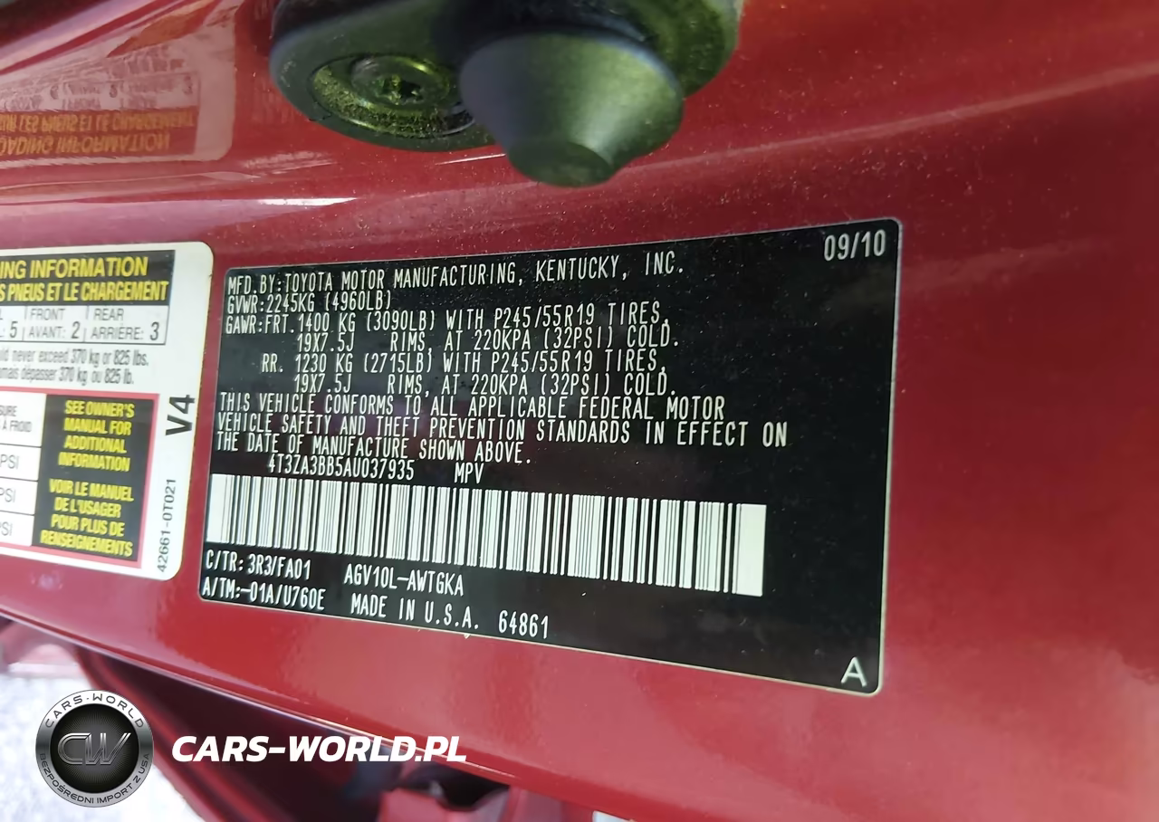 2010 Toyota Venza VIN:4T3ZA3BB5AU037935 - 9