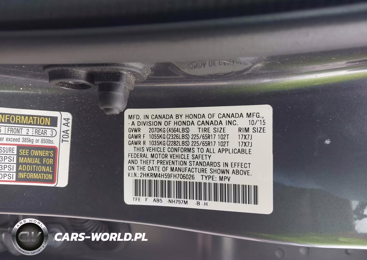 2015 Honda Cr-V Ex VIN:2HKRM4H59FH706026 - 9