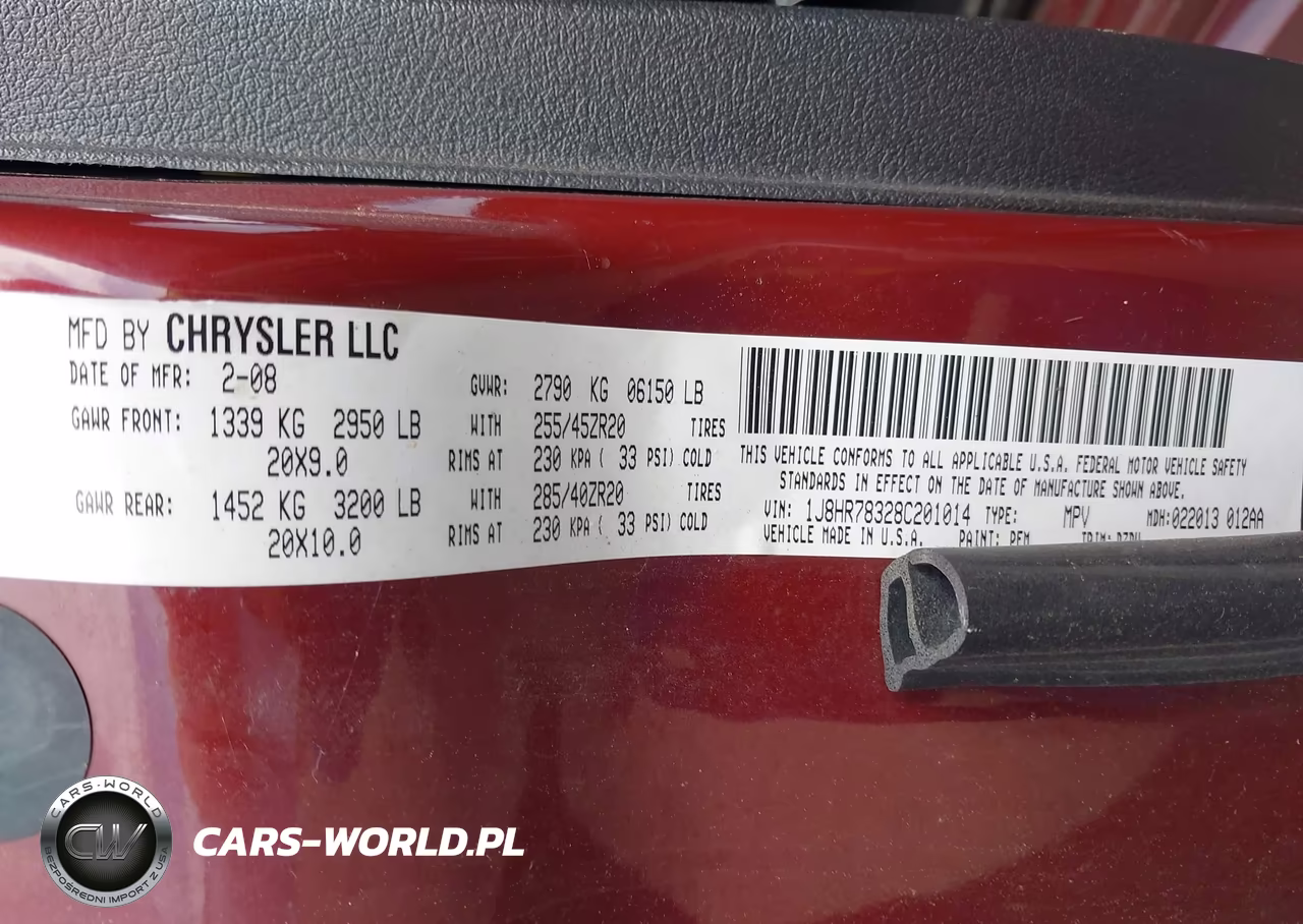 2008 Jeep Grand Cherokee Srt-8 VIN:1J8HR78328C201014 - 9