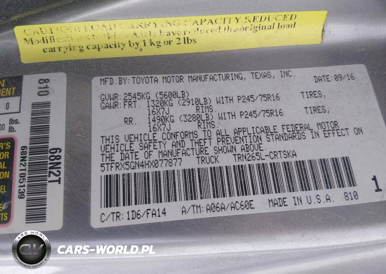 2017 Toyota Tacoma Sr VIN:5TFRX5GN4HX077877 - 9