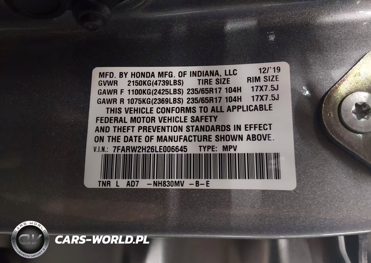 2020 Honda Cr-V Awd Lx VIN:7FARW2H26LE006645 - 9