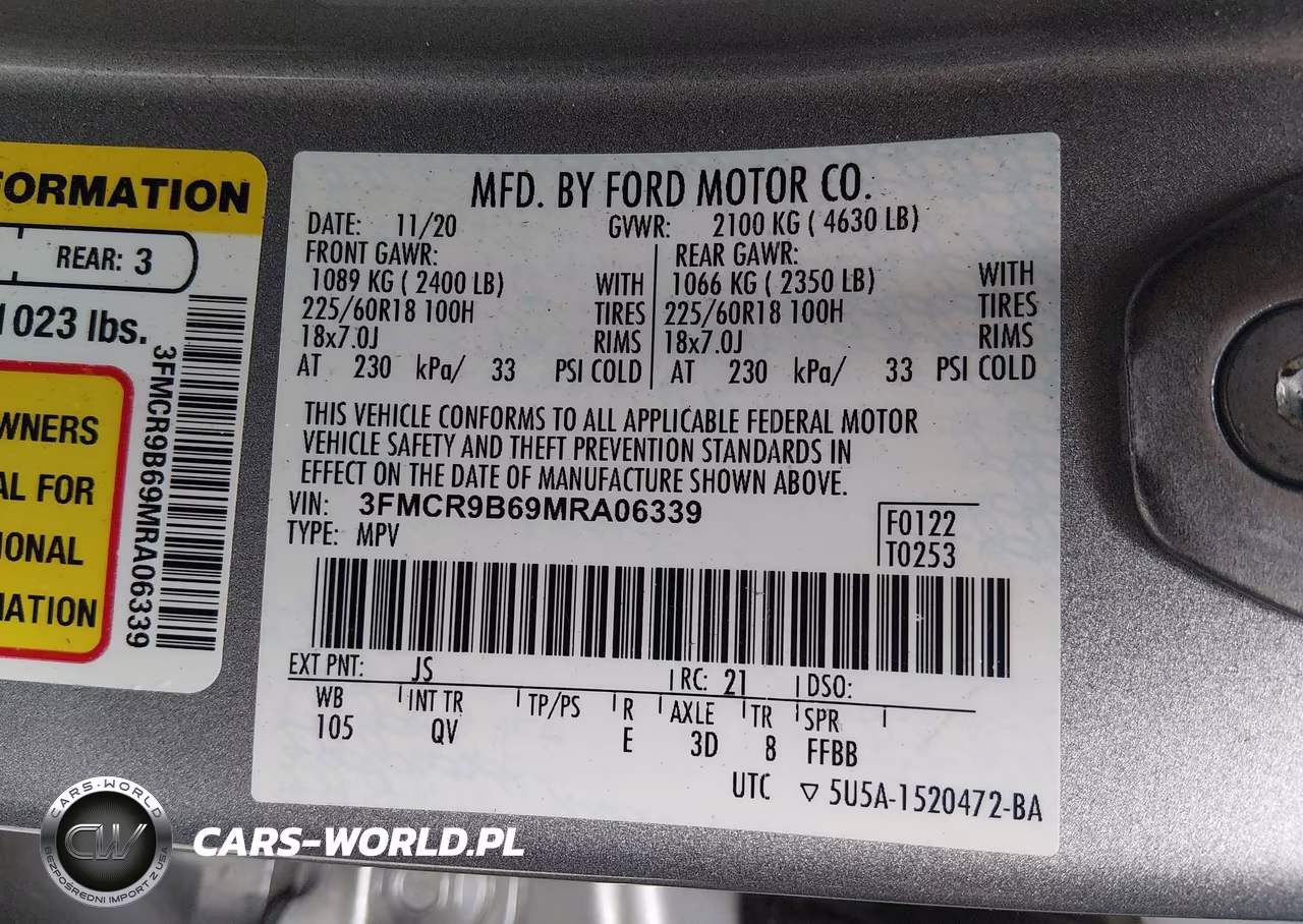 2021 Ford Bronco Sport Big Bend VIN:3FMCR9B69MRA06339 - 9