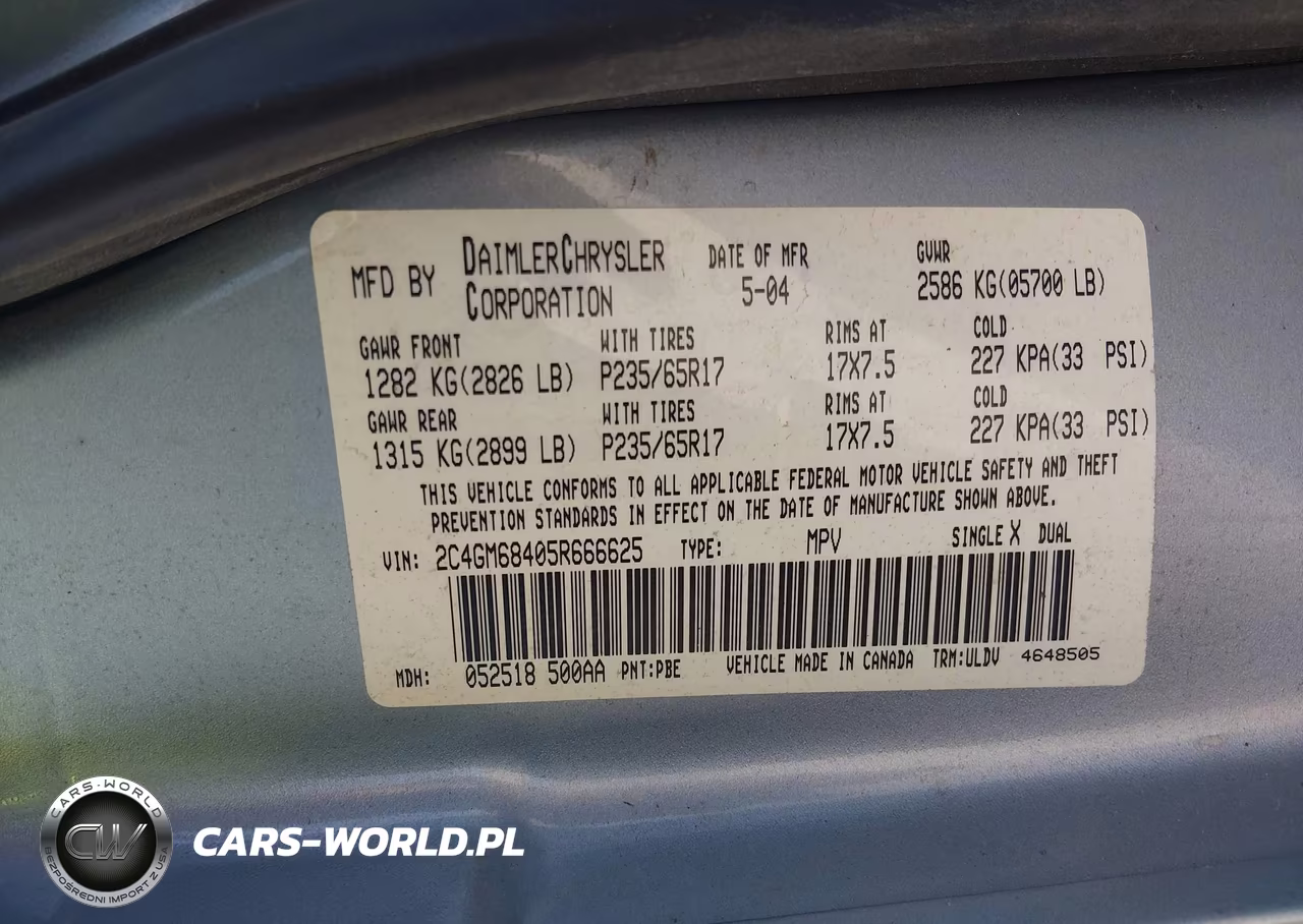 2005 Chrysler Pacifica Touring VIN:2C4GM68405R666625 - 9
